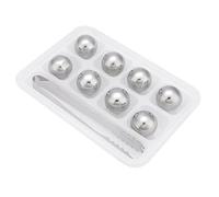 Qcwwy Moules à Glaçons Pierres de Refroidissement Sphères de Glace pour Whisky Vin Bière Refroidissement sans Dilution Paquet de 8 Réutilisables avec Pince Boisson en Acier Inoxydable (Ballon rond)