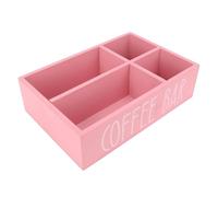 Qcwwy Organisateur de Station de café en Bois avec 4 Séparateurs, Panier de Rangement pour Sachets de thé et Dosettes, Caddie de Comptoir de Cuisine, 30x20x8cm (PINK)