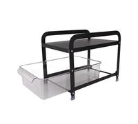 Qcwwy Organisateur d'étagère d'angle, étagère de Rangement de Comptoir, Organisateur 'étagère 'Angle Multifonction à 2 Niveaux pour Organisateurs de Cuisine et de Salle de Bains (Black)