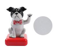 Qcwwy Ornement de Chien Agitant à énergie Solaire, Tableau de Bord Décoratif de Voiture et Accessoire de Table avec Bras Mobile, Figurine de Décoration de Bureau à Domicile (chien blanc noir)