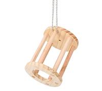 Qcwwy Panier en Bois d'herbe de Hamster pour Animaux de Compagnie, Mangeoire à Foin Durable avec Espace pour Jouer, Idéal pour Les Cochons d'Inde et Les Lapins, 4,7x3,7 Pouces (Suspendu)