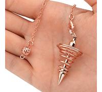 Qcwwy Pendule Spirituel en Métal, Outil d'équilibrage d'énergie pour la Prise de Décision, 7 Pouces de Longueur, Idéal pour les Tests des Chakras et les Pratiques de Guérison (Or rose)