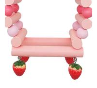 Qcwwy Perchoir Debout pour Perroquet en Bois avec Support de Balançoire et Perles, Jouet Suspendu pour Balançoire D'oiseau pour Jeu et Exercice de Perroquet dans Un Grand Espace, (Fraise)