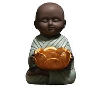 Qcwwy Petit Bougeoir Statue de Moine, Paix et Paix, Bougeoir Décoratif Statue de Bouddha pour Le Bureau à Domicile, Matériau en Résine de (Blue)