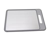 Qcwwy Plaque de Décongélation en Aluminium, Planche à Découper Double Face avec Affûteur, 12,3 X 8,3 Pouces pour la Décongélation de la Viande et la Préparation des Aliments (GRAY)