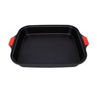 Qcwwy Plaques de Cuisson Antiadhésives, avec Poignées Rouges pour | Aluminium, Chaleur Uniforme, Rangement Rectangulaire, Nettoyage Facile, pour Four Standard, Rôtir Gâteaux, Poisson,