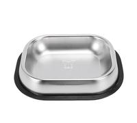 Qcwwy Plat de Nourriture pour Chien en Acier Inoxydable, Bol Rectangulaire en Métal pour Nourriture et Eau pour Animaux de Compagnie avec Plaque Antidérapante, Plat d'alimentation pour (L)
