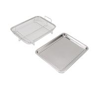 Qcwwy Plateau de Panier de Friteuse en Acier Inoxydable, Support de Friteuse à Air de Four, Grand Panier de Gril de Remplacement avec Poignée, Support de Cuisson, Ensemble de (Style1 (bois de saule))