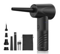 Qcwwy Plumeau électrique sans Fil, Souffleur D'air Haute Puissance Rechargeable à 3 Vitesses, Clavier D'ordinateur, Plumeau D'air pour Intérieur de Voiture, Aspirateur avec 6 Buses (Version standard