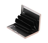 Qcwwy Porte-Cartes de Crédit en Acier Inoxydable, étui pour Cartes de Visite avec Protection, 6 Emplacements pour et Coffret Cadeau, pour Hommes et (Porte- en Acier Inoxydable, 6, Or)