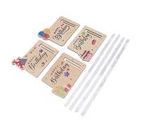 Qcwwy Porte-monnaie Cadeau 4 Pièces Enveloppe d'anniversaire Porte-monnaie en Bois Tirelire Unique pour Fête d'anniversaire Décoration de Gâteau 3D 5,1 X 3,9 Pouces Matériaux Artisanaux