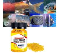Qcwwy Poudre Jaune Hautement Soluble, Traitement Efficace pour Poissons d'ornement, Bouteille de 65G pour la Prévention des Virus et la Gestion des Blessures, élevage en Jardin (Yellow)