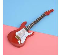 Qcwwy Puzzles 3D Cadeaux Mini Statue de Guitare en Tilleul avec Présentoir Miniature de Maison de Poupée Exquise pour la Décoration de Bureau à Domicile Cadeau pour Les Amateurs de Musique (Rouge)