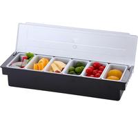 Qcwwy Station de Garnitures de Pizza, Boîte D'assaisonnement Détachable et Réutilisable pour Ingrédients de Pizza, Distributeur de Condiments pour la Maison ou le Restaurant(6 compartiments)