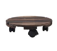 Qcwwy Support de plantes en bois avec roues, 11.8in 360 Degrees Rotation Round Plant Dolly Rollers Cart for Indoor Outdoor Flower Succulent Pots