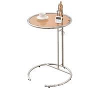 Qcwwy Table D'appoint en Forme de C, Base en Métal et Verre, Petite Table D'appoint Transparente pour Canapé-lit, Basse élévatrice en Verre Transparent, de canapé pour Salon, (Marron foncé)