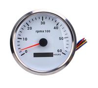 Qcwwy Tachymètre de Bateau Marine Tachymètre MOTEUR RPM GAUGE 110 Mm 6000rpm avec 7 Couleurs Rétro-éclair (Cadrée à cadran blanche CXA008)