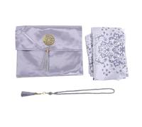 Qcwwy Tapis de Prière en Coton avec Pompons à Franges, Sac de Transport Pliable et Portable, Perles en Peluche, Tissu Respirant pour la Méditation, la Prière pour Adultes et Enfants, à (Grey)