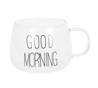 Qcwwy Tasse à café en Verre, Tasse à Eau Multifonction avec Poignée Ergonomique, Transparente, Anti-brûlure, Grande Ouverture, Passe au Lave-vaisselle, pour le Lait, les Boissons Chaudes (étiquette