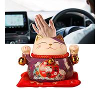 Qcwwy Tirelire Chat Porte-Bonheur, Pot D'économie de Chat de Fortune en Céramique de 4,5 Pouces avec Un Savoir-Faire Exquis, pour la Décoration de la Maison, du Bureau, de la Voiture (Purple)