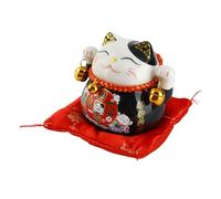 Qcwwy Tirelire Chat Porte-Bonheur, Pot D'économie de Chat de Fortune en Céramique de 4,5 Pouces avec Un Savoir-Faire Exquis, pour la Décoration de la Maison, du Bureau, de la Voiture (Black)