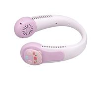 Qcwwy Ventilateur de Cou de Dessin animé, Ventilateur de Refroidissement Portable Rechargeable par USB avec Conception Anti-torsion à 360° et Faible Bruit, pour Enfants et Adultes, (cochon)