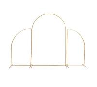 Qcwwy Wedding Arch Backdrop Stand | Toile de fond pour arc de mariage en or avec lumières LED, finition en métal doré, 6,6 pieds, cérémonie de mariage en métal