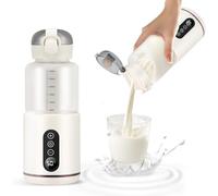 QCXWCJWD Chauffe Biberon Capacité 300ml pour Voyage, Chauffe Biberon Nomade sans Fil Température Réglable 37 à 55°C, Chauffe Lait/Eau Portable sans BPA, Blanc