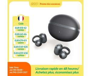 QCY Crossky C50 Écouteurs sans fil Bluetooth 6.0 à oreille ouverte, confortables, à clipser, 4 micros, appels clairs, amplification des basses, 35 heures d'autonomie pour le sport et la course à pied