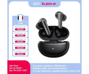 QCY MeloBuds N70 Écouteurs sans fil ANC Bluetooth 6.0, réduction de bruit adaptative, LDAC, audio haute résolution, 6 micros, ENC, 50 h d'autonomie, charge sans fil, détection intra-auriculaire TIGOLD