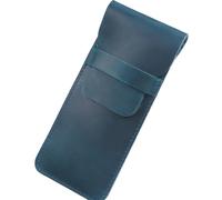 Qcyl-Nouveau Cuir De Vache Stylo Manchon Cadeau Créatif Stylo Sac Crazy Horse Cuir Stylo Étui En Cuir Unisexe Papeterie Sac,Blue Large