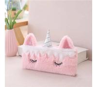 Qcyl-Peluche Licorne Mignon Trousse Licorne Kawaii Filles Estuche Para Lpices Pour Trousse Astuccio Toile Scolaire École Cartuchera,Powder White