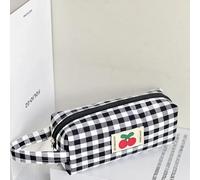 Qcyl-Trousse À Crayons Brodée Japonaise Kawaii,Grande Capacité,Sacs De Rangement Mignons,Flore Cerise Ours,Organisateur De Papeterie,Fournitures Scolaires,Black
