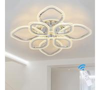 Qcyuui Led Plafonnier à Feuilles Suspension Plafonnier Encastré Moderne 100w Acrylique Dimmable PrèS Du Plafond Luminaire D'éClairage Pour Salon Salle à Manger Cuisine Avec TéLéCommande.