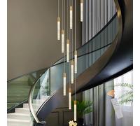 Qcyuui Lustre Escalier Cristal Doré LED Dimmable pour Plafond Haut Moderne