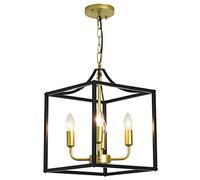 Qcyuui Lustres Industriels de Lanterne en Métal Lustre de Plafond de Ferme Réglable À 4 Lumières, Luminaire Suspendu D'îlot de Cuisine en Or Rustique Pour Salle À Manger de Couloir