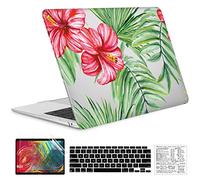 QCzyc Coque en plastique rigide durable pour MacBook Air 13" 2022 2021 2020 2019 2018 M1 A2337 A2179 A1932 - Protection de clavier et autocollant de clavier Mac OS (hibiscus rouge)