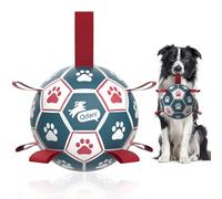 QDAN Balles de football avec sangles pour chien, cadeau d'anniversaire pour chiot, balles de troupeau durables pour chiens de petite et moyenne taille, jouets interactifs pour tir à la corde (15,2 cm)