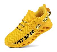 QDCFY Baskets pour homme et femme - Chaussures de sport - Respirantes - Chaussures de course sur route - Baskets pour l'extérieur, le fitness, la gym, la marche, Fz0031 Jaune, 43 EU