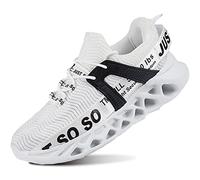 QDCFY Baskets pour homme et femme - Chaussures de sport - Respirantes - Chaussures de course sur route - Baskets pour l'extérieur, le fitness, la gym, la marche, Fz0031 Blanc Noir, 42 EU