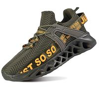 QDCFY Baskets pour homme et femme - Chaussures de sport - Respirantes - Chaussures de course sur route - Baskets pour l'extérieur, le fitness, la gym, la marche, Fz003 vert foncé, 45 EU