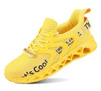 QDCFY Baskets pour homme et femme - Chaussures de sport - Respirantes - Chaussures de course sur route - Baskets pour l'extérieur, le fitness, la gym, la marche, Fz929 Jaune, 44 EU