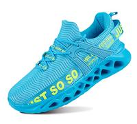 QDCFY Baskets pour homme et femme - Chaussures de sport - Respirantes - Chaussures de course sur route - Baskets pour l'extérieur, le fitness, la gym, la marche, Fz0031 Bleu Jaune, 37 EU