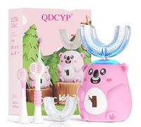 QDCYP Brosse à dents électrique en forme de U pour enfants, nettoyage sonique automatique à 360°, 6 modes, 4 têtes de brosse, motif koala mignon (6-12 ans, rose)