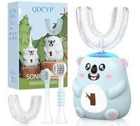 QDCYP Brosse à dents électrique en forme de U pour enfants, nettoyage sonique automatique à 360°, 6 modes, 4 têtes de brosse, motif koala mignon (2-6 ans (gris bleu))