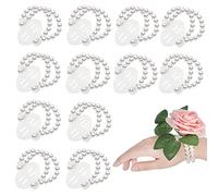 QDDS 12 Pièces Demoiselle d'honneur Fleur de Poignet, Mariage Corsage Bracelets Perles, Elastique Mariée Poignet pour Mariage, Festival, Fête sur Plage, Accessoires Bal