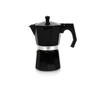 Qdesign Cafetière Italienne expresso en aluminium - 6 tasses 300 ml - Cafetière moka - cuisinière à gaz et électrique, durable et élégante - Pour Cuisinière à Vitrocéramique, Gaz & Électrique - Noire