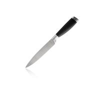 QDESIGN Couteau d'office utilitaire 12,5 cm Lame précision ultra-tranchante en acier inox 3CR14 - Couteau multifonction non corrosif manche ergonomique doux au toucher - passe au lave-vaisselle - Noir