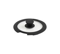 QDESIGN Couvercle 18 cm en Verre Trempé pour casseroles et poêles avec poignées amovibles - Bord & Bouton en Silicone Résistante à la chaleur - Compatible réfrigérateur et lave vaisselle- Ø18cm, Noir