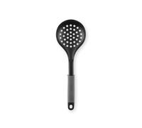 QDESIGN Écumoire à Gros Trous en nylon, Cuillère à Égoutter résistante à la chaleur, douce au toucher, poignée antidérapante - Ustensile de Cuisine antiadhésif - passe au lave-vaisselle - Noir/Gris